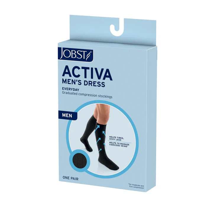 Jobst Activa Mens Dress  8-15 Knee High Sock Black Small  CT